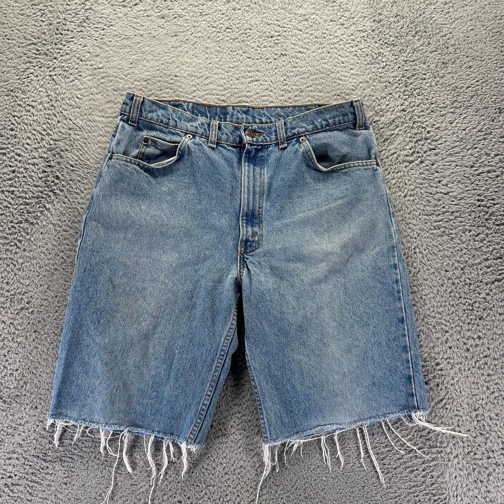 Vintage Levi's 634 Shorts Mens 36 Blue Cotton‎ Denim Bermuda Jorts Raw-Hem Beach